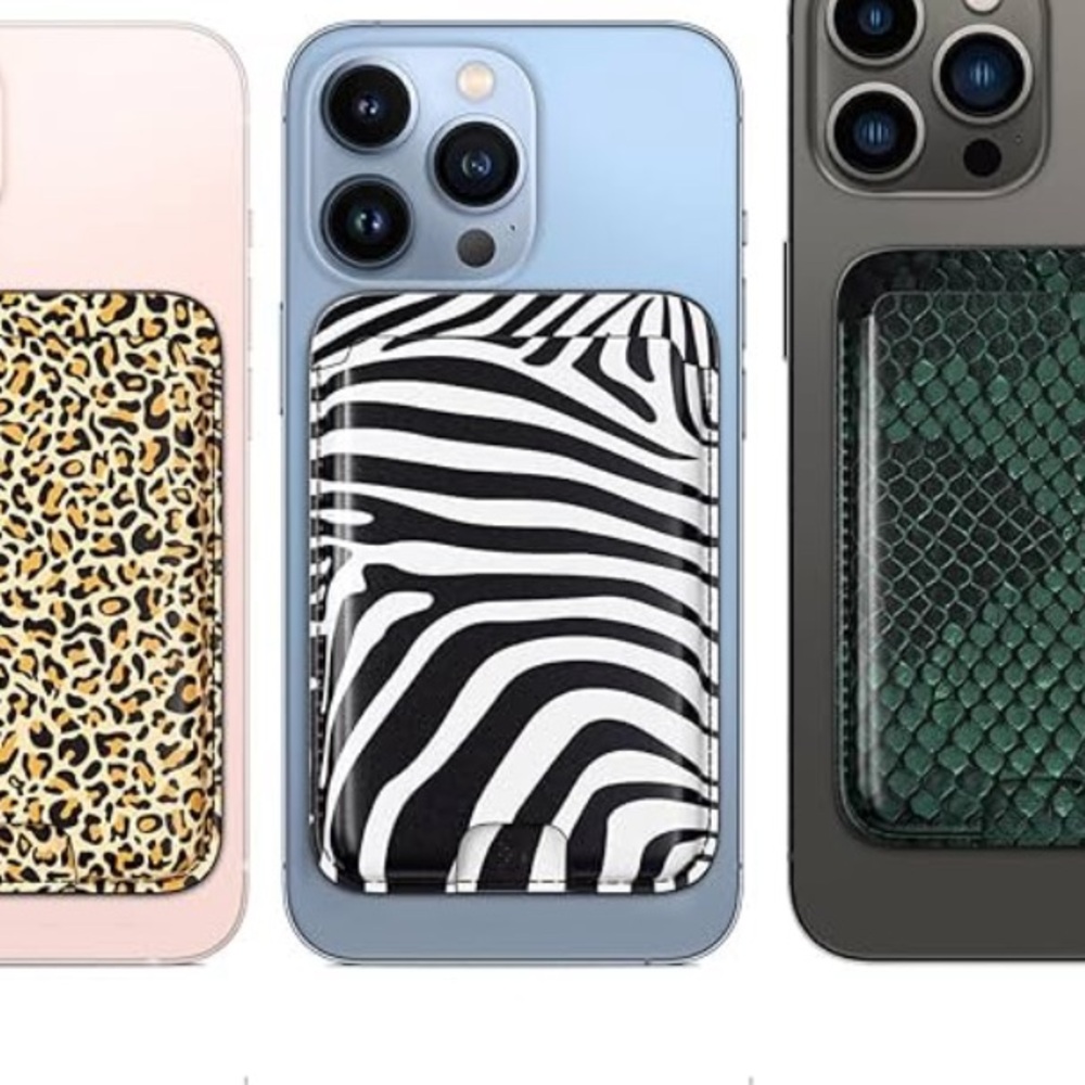 Zebra EDC Magnetic Wallet Stand for Apple Magsafe Pattern Vegan Leather Wallet